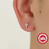 Tiny Cross Shaped 925 Sterling Silver Hypoallergenic Stud Earrings