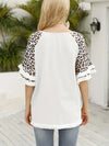 Women&#39;s Leopard Print Crew Neck Short Sleeve Tassel T-Shirt
