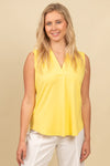 Hanna + Gracie Women&#39;s Lemon Zest Jasmine Crepe Inverted Pleat Tank Top - Size XL