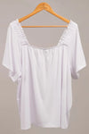 Unique Spectrum Women&#39;s White S/S Square Neck Top