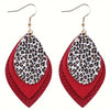 Red Bohemian Vintage Style Leopard Print Teardrop Earrings