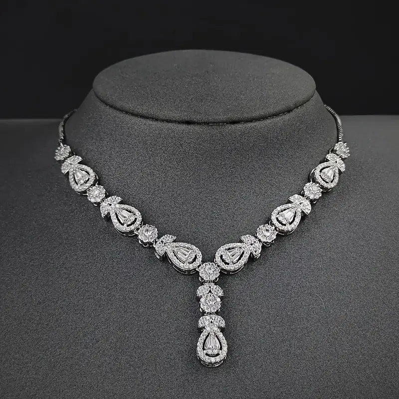 Luxury Iced Out Shiny White Zircon Y-Shaped Tennis Necklace