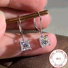 925 Sterling Silver Hypoallergenic Square Zircon Hoop Earrings