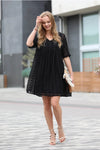 Women&#39;s Swiss Dot Baby Doll V-Neck Dress