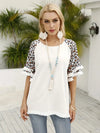 Women&#39;s Leopard Print Crew Neck Short Sleeve Tassel T-Shirt