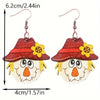 Scarecrow Sunflower Wooden Dangle Earrings