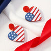 Heart-Shaped Red White &amp; Blue Striped Flag Printed Acrylic Earrings