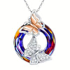 3pcs Colorful Butterfly Round Crystal Pendant Necklace Set