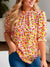 Women's Plus Size Floral Print Casual Crew Neck Ruffle Sleeve Top