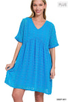 Women&#39;s Swiss Dot Baby Doll V-Neck Dress