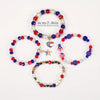 4pcs Independence Day American Flag Series Red White Blue Beaded Bracelets