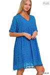 Women&#39;s Swiss Dot Baby Doll V-Neck Dress