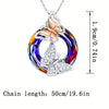 3pcs Colorful Butterfly Round Crystal Pendant Necklace Set