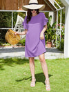 Women&#39;s Crew Neck Style Ruffle Hem Short Sleeve Dress