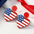 Heart-Shaped Red White & Blue Striped Flag Printed Acrylic Earrings