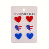 3-Pair Patriotic American Flag Heart Earrings