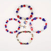 4pcs Independence Day American Flag Series Red White Blue Beaded Bracelets