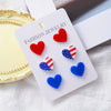 3-Pair Patriotic American Flag Heart Earrings