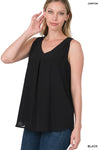 Zenana Women&#39;s Chiffon Double Layer Sleeveless Tops